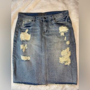 Distressed women’s jean skirt